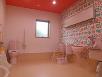 みんなのトイレで、全体にピンクで統一してます♪